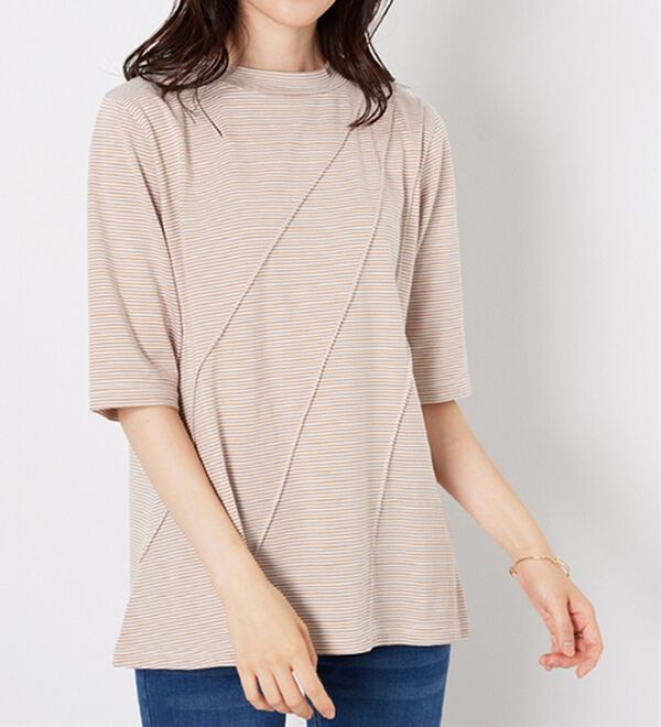 BELLUNA（ベルーナ）の「細ボーダータックデザインチュニック（チュニック）」｜詳細画像