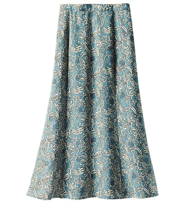 BELLUNA（ベルーナ）の「艶やかプリント切替フレアースカート（ロングスカート）」｜詳細画像