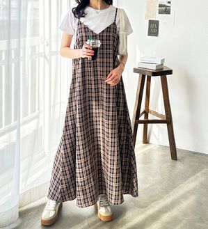 GeeRA（ジーラ）の「チェックフレアーキャミワンピース（その他ワンピース）」｜詳細画像