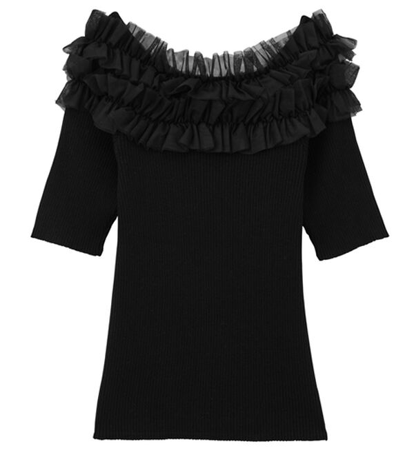 RANAN（ラナン）の「チュールフリルオフショルニット（ニット・セーター）」｜詳細画像