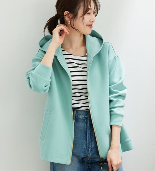 BELLUNA（ベルーナ）の「【快適Ｌａｂ．】とろみ素材裾タックパーカー（パーカー）」｜セージ