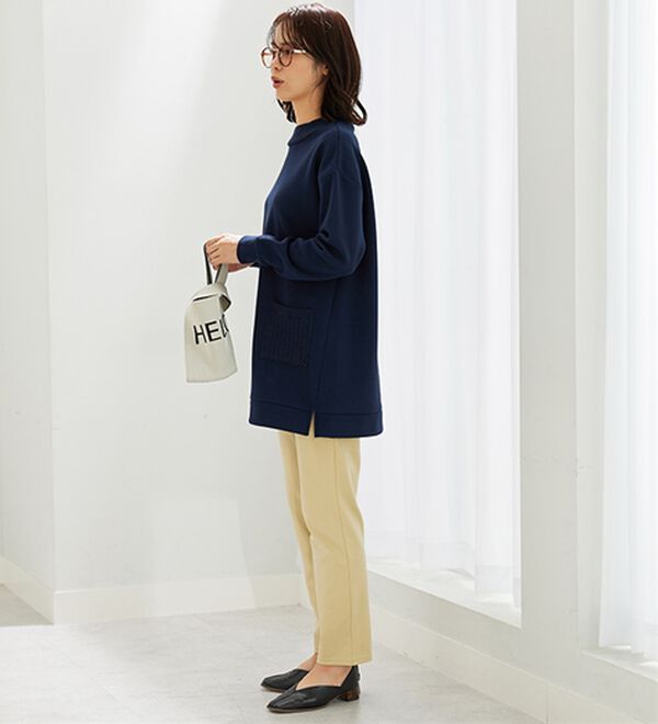 BELLUNA（ベルーナ）の「裏起毛素材ニット切替チュニック（チュニック）」｜詳細画像