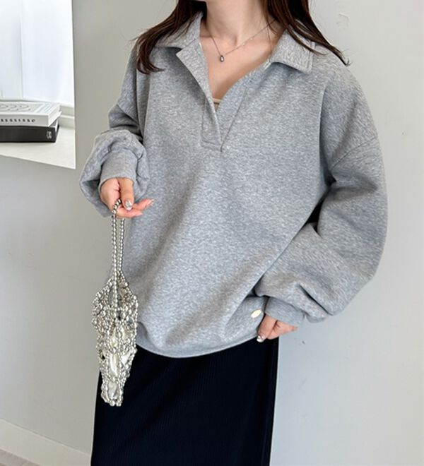 RANAN（ラナン）の「あったか裏起毛衿付きオーバーサイズスウェット（トレーナー・スウェット）」｜詳細画像