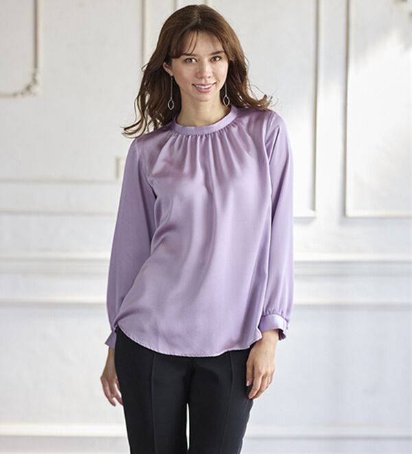 BELLUNA（ベルーナ）の「大人の艶感ヴィンテージサテン素材ブラウス（ブラウス）」｜詳細画像
