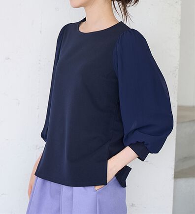 RANAN（ラナン）の「リップル素材ボリューム袖プルオーバー（カットソー）」