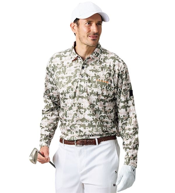 「＜ハッシュパピー・ゴルフ＞ドライタッチ総柄ポロシャツ（メンズポロシャツ）」｜詳細画像