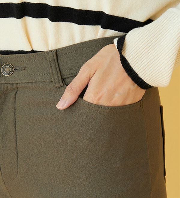 BELLUNA（ベルーナ）の「【選べる裏起毛】静電気防止！ヘリンボーンブーツカットパンツ（フルレングスパンツ）」｜詳細画像