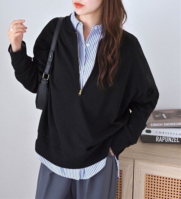 Viola e Viola（ヴィオラ エ ヴィオラ）の「抜け感！ハーフジップ大人スウェット（トレーナー・スウェット）」｜詳細画像
