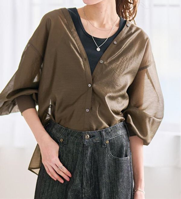 RANAN（ラナン）の「ディープVネックシアーシャツ（シャツ）」｜詳細画像
