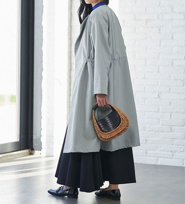 RANAN（ラナン）の「２つの機能付！ロング丈ノーカラーコート（ロングコート）」｜詳細画像