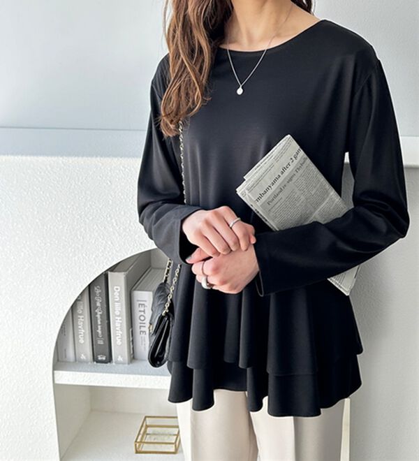 GeeRA（ジーラ）の「きれいめポンチペプラムティアードカットソー（カットソー）」｜詳細画像