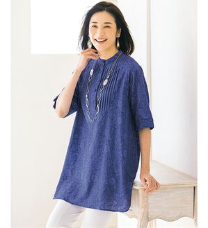 ルフラン（ルフラン）の「ジャカード素材の切替チュニック（チュニック）」｜パープル