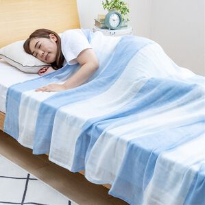 「綿１００％２重ガーゼケット＜シングル＞（毛布・ブランケット）」｜ブルー