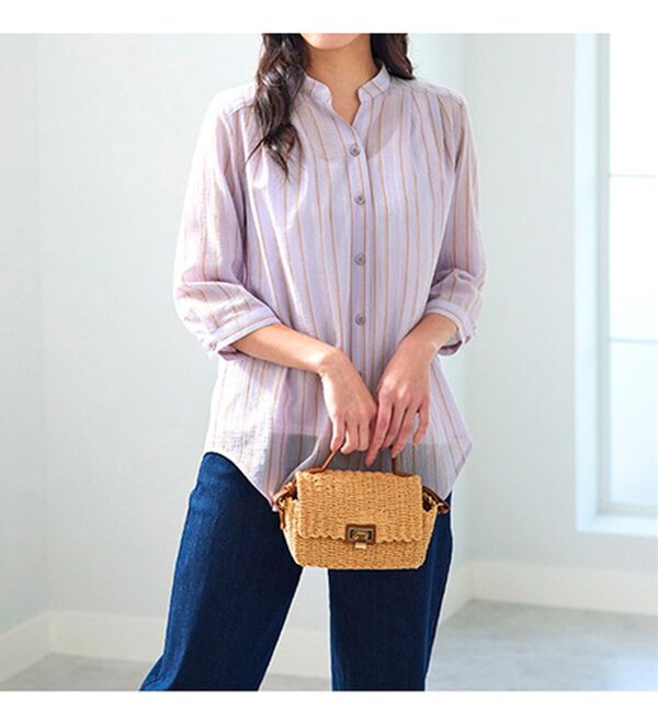 BELLUNA（ベルーナ）の「ストライプ柄スキッパーブラウス（ブラウス）」｜詳細画像