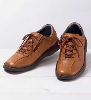 「ソフト牛革　日本製快適ウォーキング（メンズスニーカー）」｜ヒモキャメル