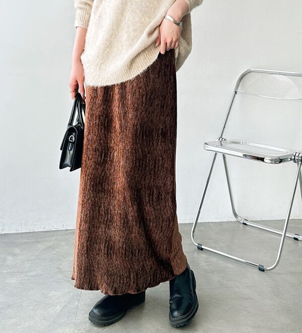 GeeRA（ジーラ）の「すっきり見え！ベロアプリーツロングスカート（ロングスカート）」｜詳細画像