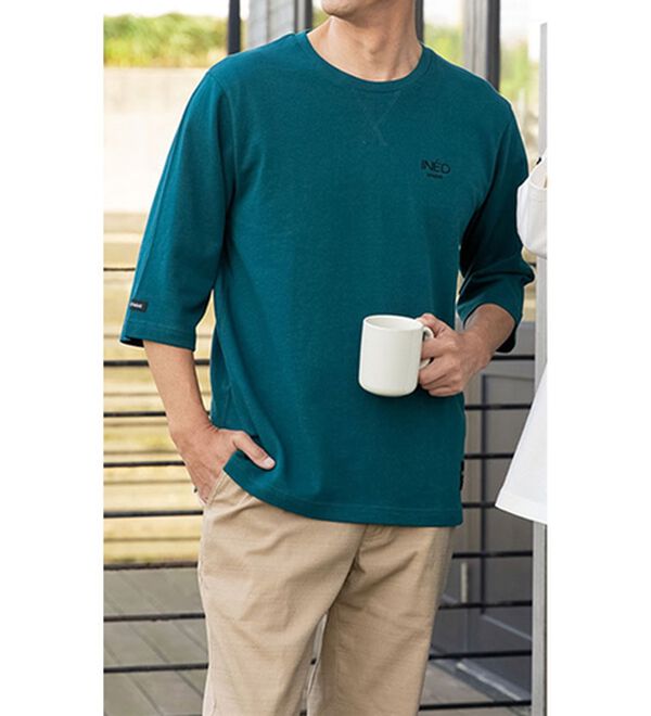 「＜イネド＞綿１００％ゆったり６分袖ライトトレーナー（メンズトレーナー）」｜詳細画像