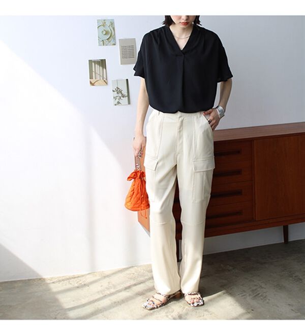 GeeRA（ジーラ）の「サラサラ涼しい！着やせも叶うフレアー袖ブラウス（ブラウス）」｜詳細画像