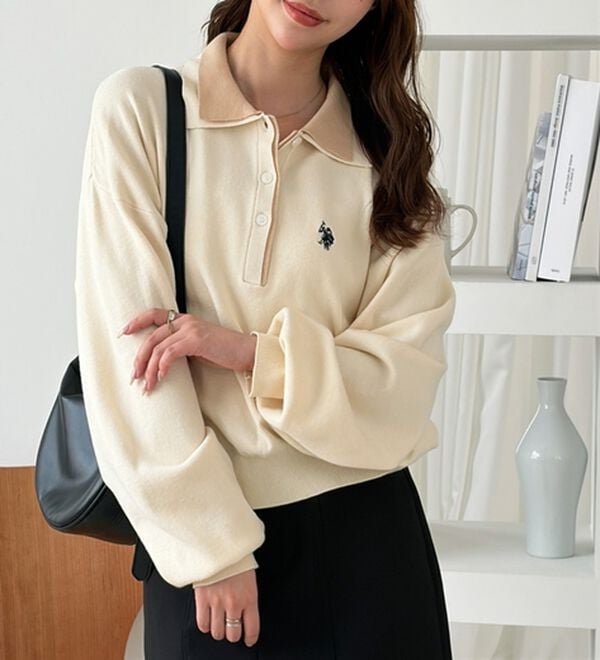 GeeRA（ジーラ）の「【U.S. POLO ASSN.】バイカラーポロ衿ニット（ニット・セーター）」｜詳細画像