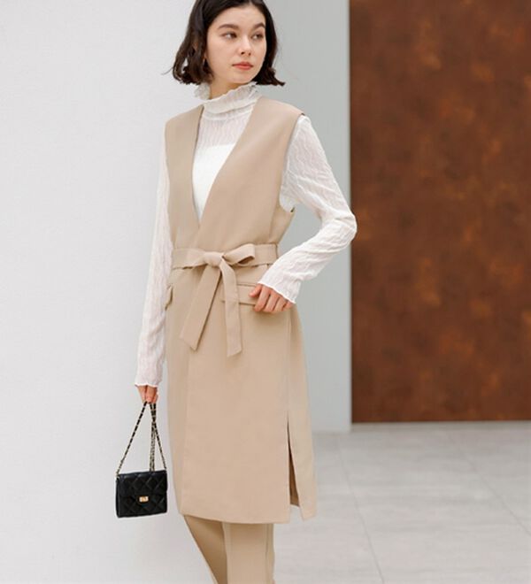 GeeRA（ジーラ）の「【２点セット】ロングジレセットアップスーツ（パンツスーツ）」｜詳細画像