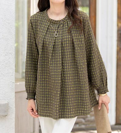 ルフラン（ルフラン）の「ウール混サッカー素材ブラウス＜ルナリア＞（ブラウス）」