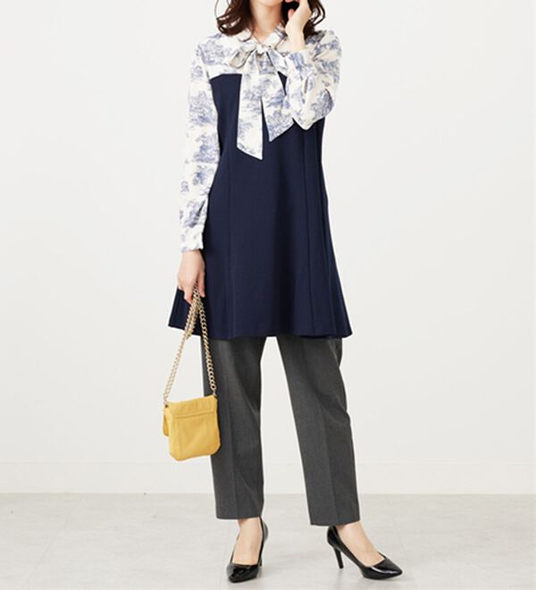 BELLUNA（ベルーナ）の「リボン付ブラウス切替チュニックワンピース（チュニック）」｜詳細画像