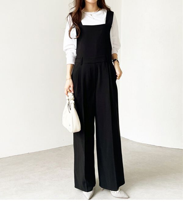 GeeRA（ジーラ）の「バックデザインサロペット（オールインワン）」｜ブラック