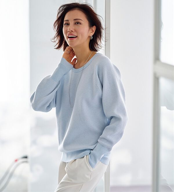 BELLUNA（ベルーナ）の「トレーナー感覚！きれいめカジュアルさんのためのニットトレーナー（ニット・セーター）」｜詳細画像