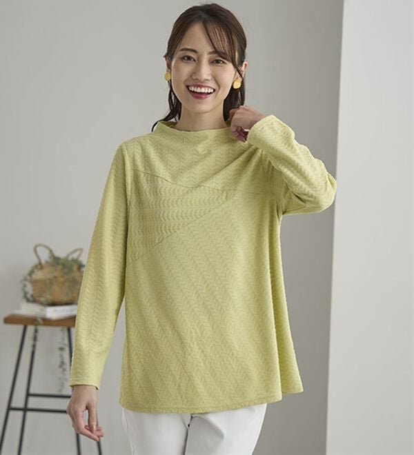 BELLUNA（ベルーナ）の「波柄ジャカード切替デザインプルオーバー（カットソー）」｜詳細画像