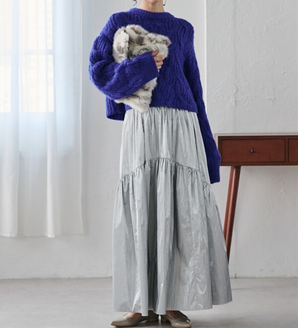 RANAN（ラナン）の「メタリックラウンドティアードスカート（ロングスカート）」｜詳細画像