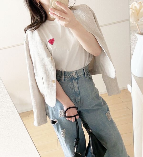 GeeRA（ジーラ）の「綿１００％アソート１ポイント刺しゅうＴシャツ（カットソー）」｜詳細画像