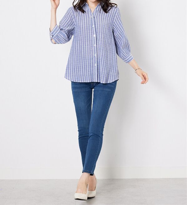 BELLUNA（ベルーナ）の「スキッパー衿ぽこぽこ素材ブラウス（ブラウス）」｜詳細画像