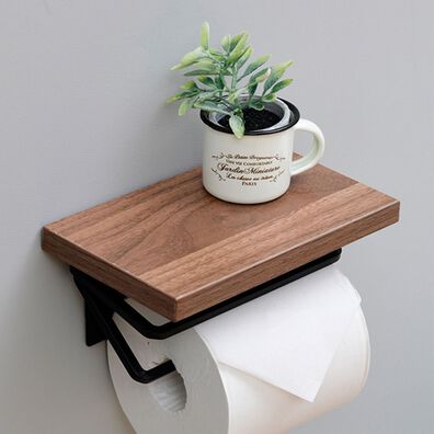 「木目調棚付ペーパーホルダー（ペーパーホルダー）」