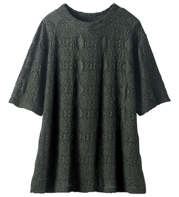 BELLUNA（ベルーナ）の「ストレッチレース調ハイネックプルオーバー（カットソー）」｜詳細画像