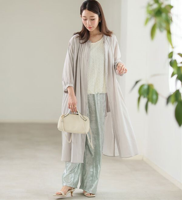 A HAPPY MARILYN（アハッピーマリリン）の「【Ｌ～６Ｌ】【選べる袖丈】【風通るプレミアム】綿・楊柳シャツチュニック（チュニック）」｜詳細画像