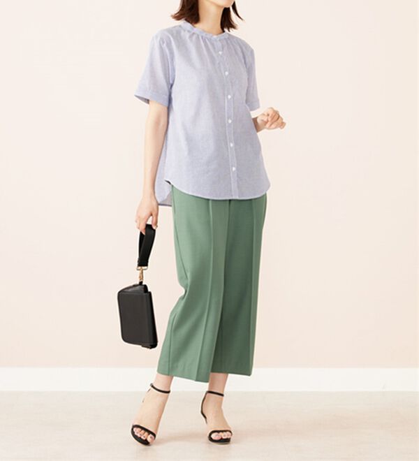 BELLUNA（ベルーナ）の「ギャザー使いバンドカラーブラウス（ブラウス）」｜詳細画像