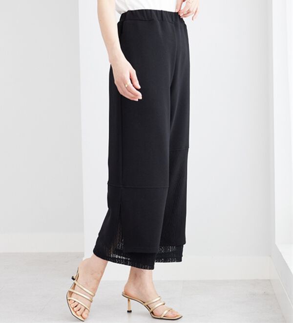 BELLUNA（ベルーナ）の「【Ｌａｇｒｉｌｕａ】裾レース使いアシメ切替デザインパンツ（ワイドパンツ・ガウチョ）」｜詳細画像
