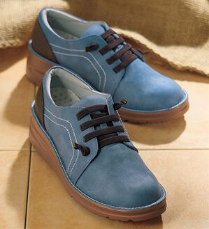 ルフラン（ルフラン）の「はっ水！アウトステッチお洒落甲ゴムシューズ（フラットシューズ）」｜ブルー