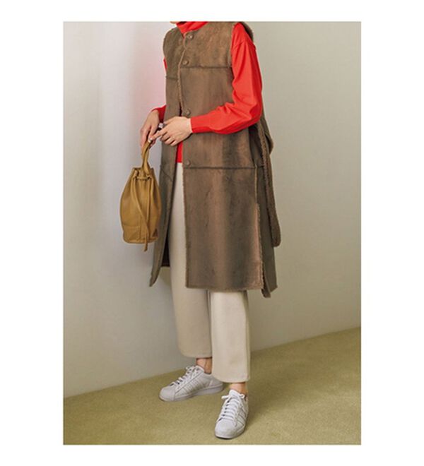 VINNO（ヴィノ）の「マルチウェイフェイクムートンファーコート（ロングコート）」｜詳細画像