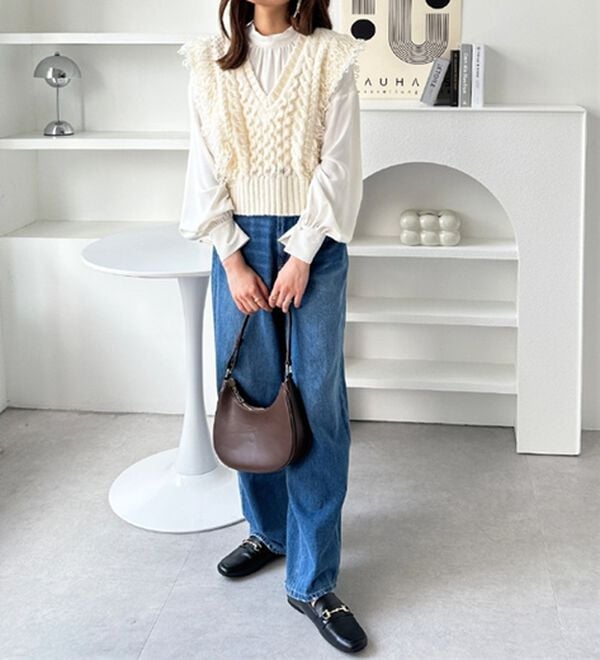 GeeRA（ジーラ）の「フリンジニットベスト（ベスト）」｜詳細画像