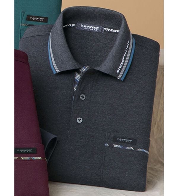 「＜ダンロップ・リファインド＞日本製裏起毛ポロシャツ（メンズポロシャツ）」｜グレー杢