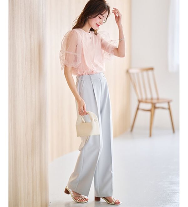 RANAN（ラナン）の「【選べる２丈】機能付！美脚シルエットセンタープレスワイドパンツ（フルレングスパンツ）」｜詳細画像