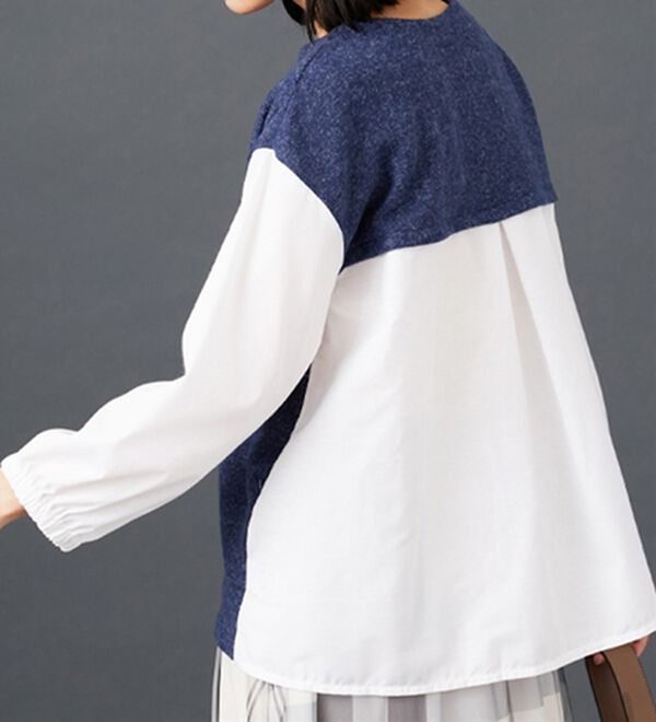 BELLUNA（ベルーナ）の「ラメ入り起毛素材シャツ切替プルオーバー（カットソー）」｜詳細画像