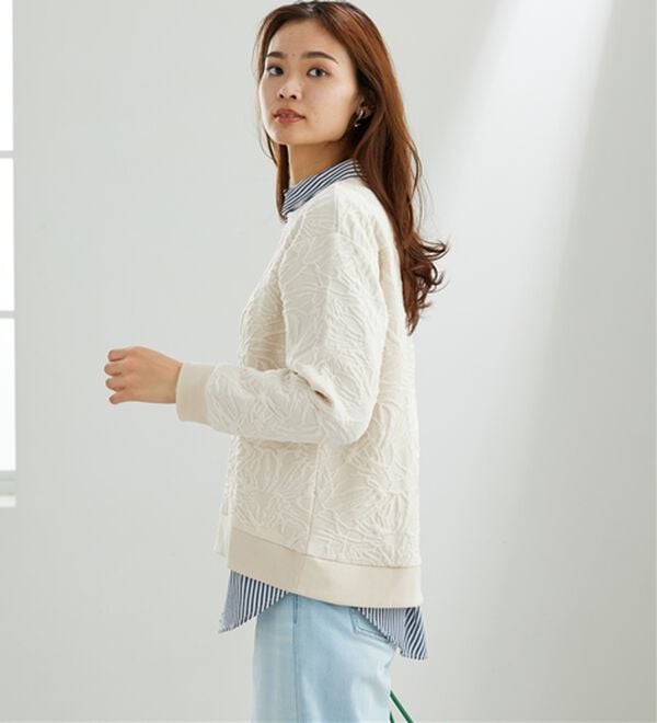 BELLUNA（ベルーナ）の「花柄ふくれジャカード素材プルオーバー（カットソー）」｜詳細画像