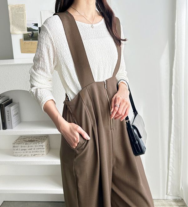 GeeRA（ジーラ）の「フロントジップハイウエストサロペット（オールインワン）」｜詳細画像