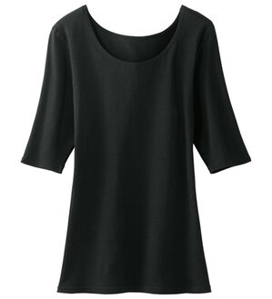 LAVIENNE（ラヴィエンヌ）の「スーッと猫背をケアするインナー（肌着・インナーウェア）」｜ブラック 5分袖