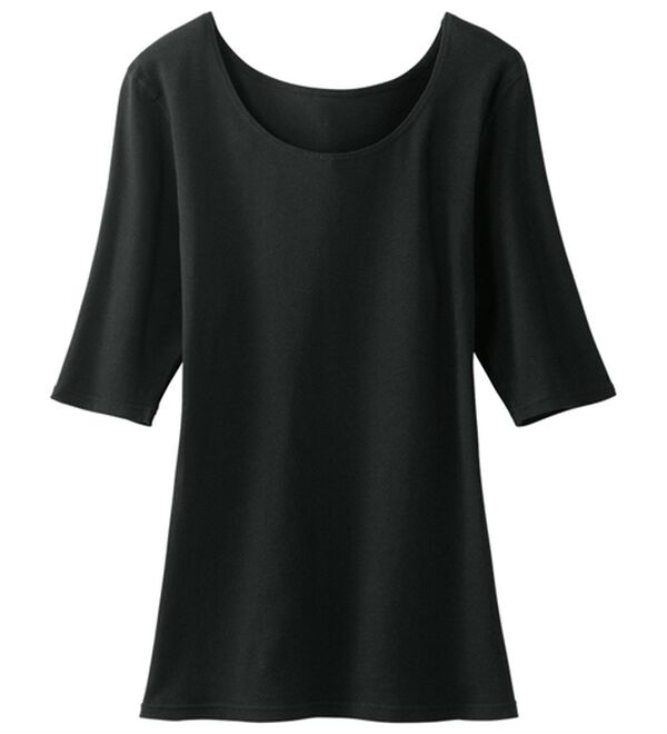 LAVIENNE（ラヴィエンヌ）の「スーッと猫背をケアするインナー（肌着・インナーウェア）」｜ブラック 5分袖