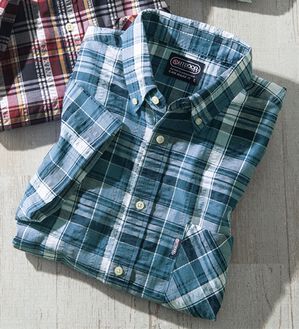 「＜アウトドアプロダクツ＞さらっと快適サッカーシャツ（メンズシャツ）」｜ブルー