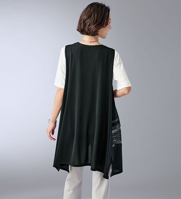 BELLUNA（ベルーナ）の「メッシュ切替グログラン使いベストアンサンブル（ベスト）」｜詳細画像