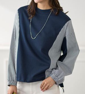 BELLUNA（ベルーナ）の「ストライプ切替デザインプルオーバー（カットソー）」｜詳細画像